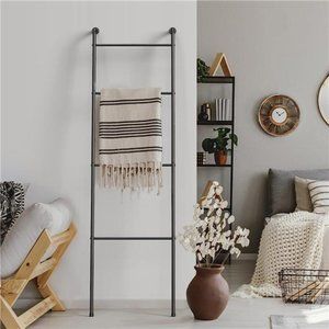 Blanket Ladder Decorative Towel Rack Holder for Bathroom, Wall Leaning Quilt